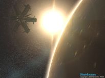 space station orbiting a planet
